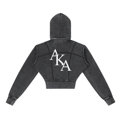 UNIVERSITY LINED CROPPED HOODIE
