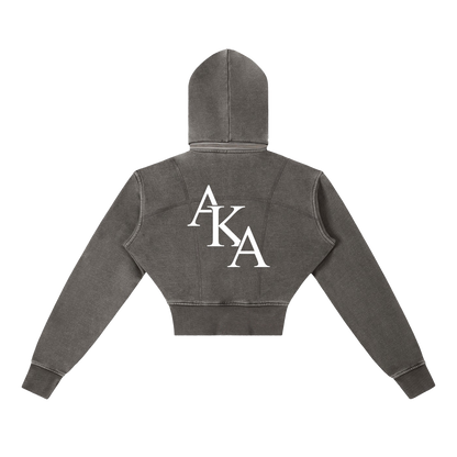 UNIVERSITY LINED CROPPED HOODIE