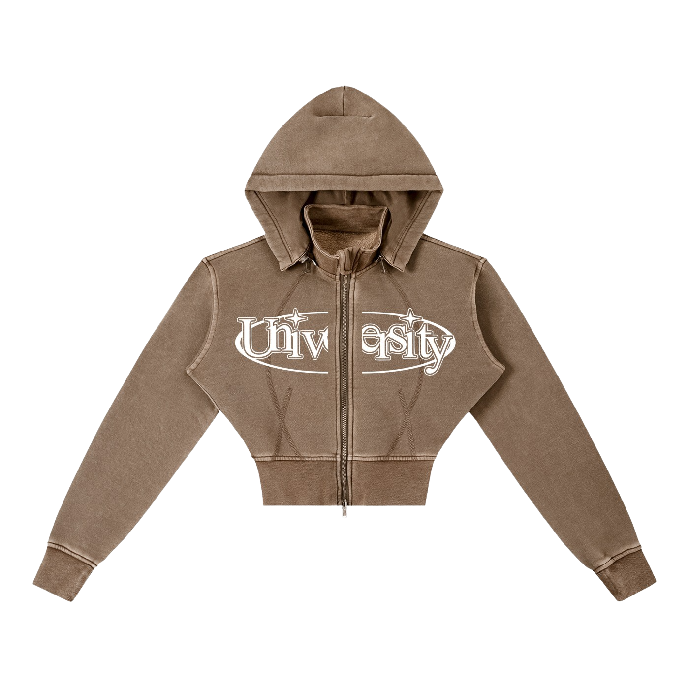 UNIVERSITY LINED CROPPED HOODIE
