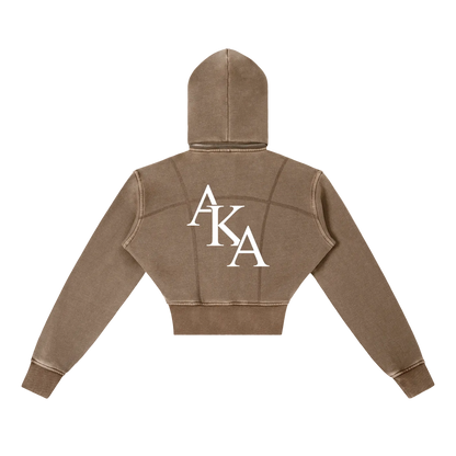 UNIVERSITY LINED CROPPED HOODIE